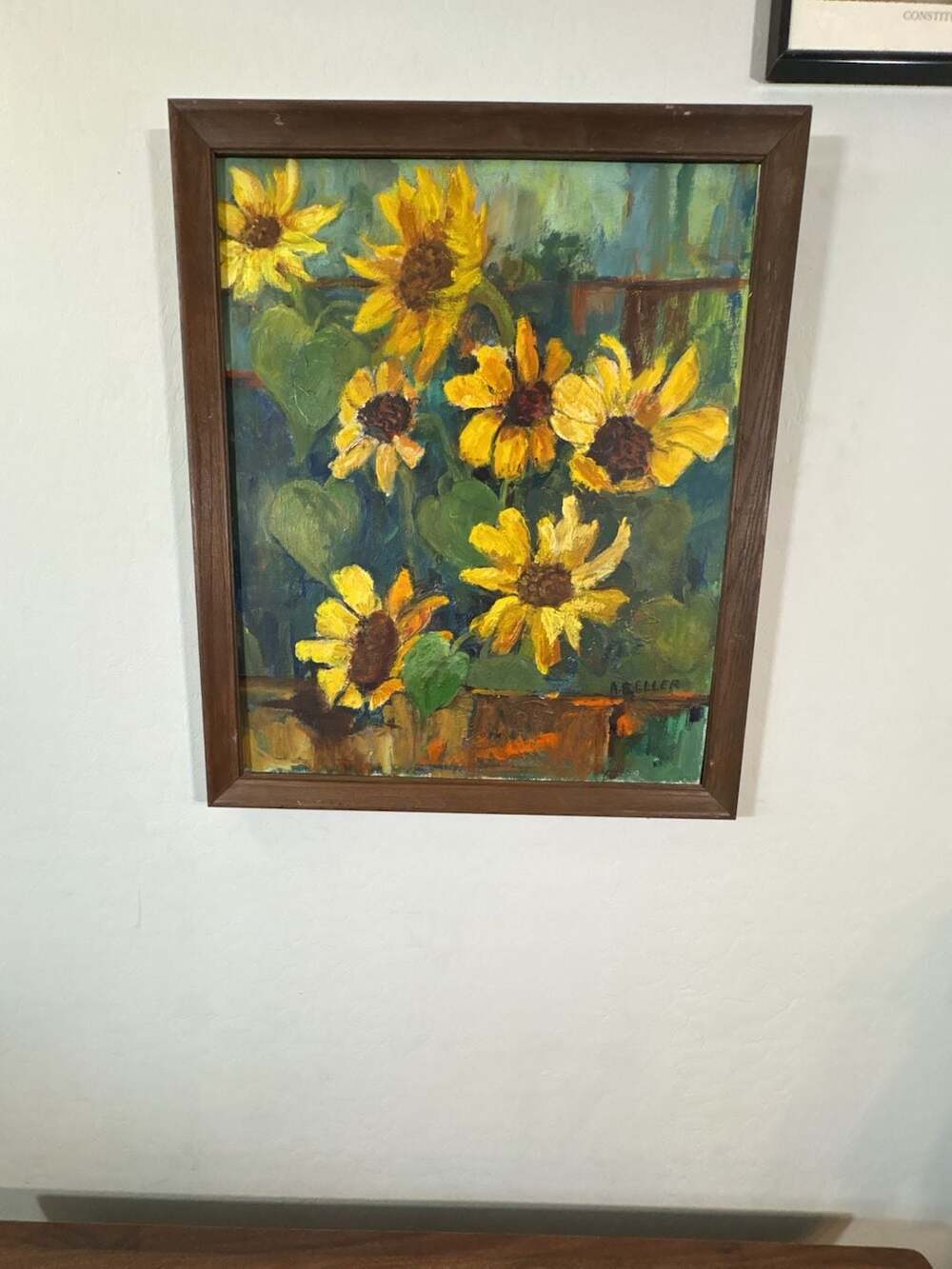 Original Oil Painting on Canvas Sunflowers by A. Beller